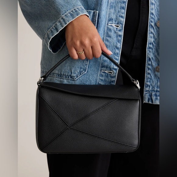 Quince Italian Leather Patchwork Crossbody in black - Picture 5 of 16